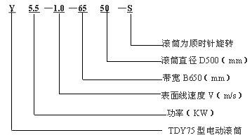 TDY75型油冷式電筒滾筒型號(hào)說明