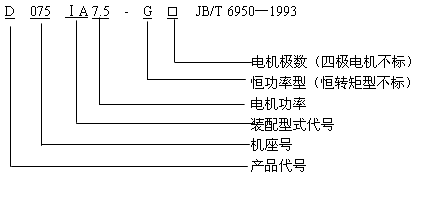 D型行星錐盤無級變速器型號標記示例