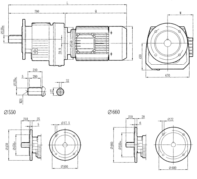 RCF167..型硬齒輪減速機(jī)安裝尺寸圖