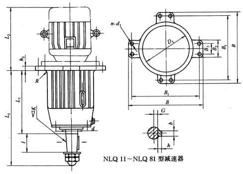 NLQ型行星齒輪減速機(jī)外形及安裝尺寸