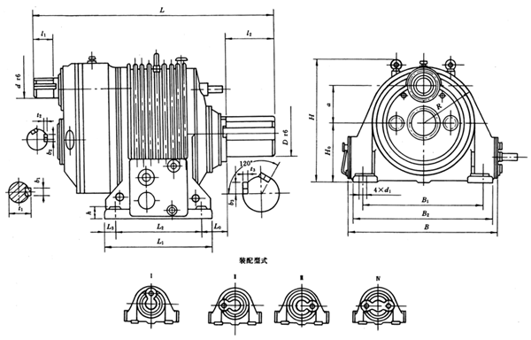 ZZDP型行星齒輪減速機(jī)外形及安裝尺寸