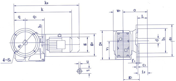 QSH系列斜齒-圓錐齒輪減速電機B5法蘭安裝尺寸