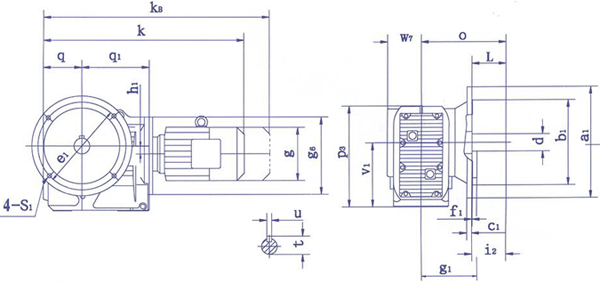QSH系列斜齒-圓錐齒輪減速電機B5法蘭安裝尺寸