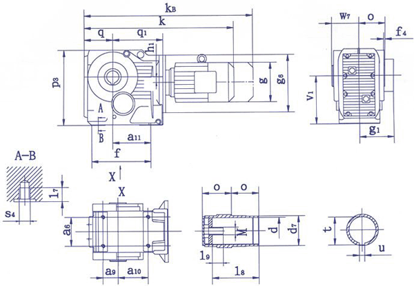 QSH系列斜齒-圓錐齒輪減速電機軸裝尺寸