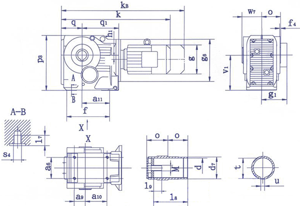 QSH系列斜齒-圓錐齒輪減速電機軸裝尺寸