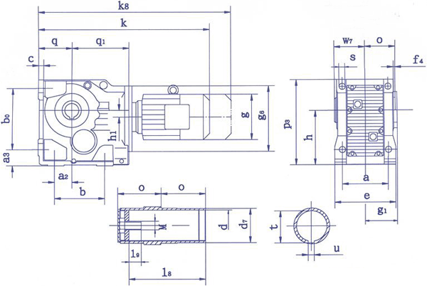 QSH系列斜齒-圓錐齒輪減速電機軸裝尺寸