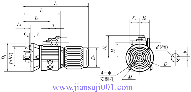 URXV(立式)系列外形及安裝尺寸