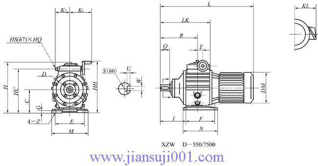 XZWD系列(電動機(jī)直聯(lián)型)外形及安裝尺寸