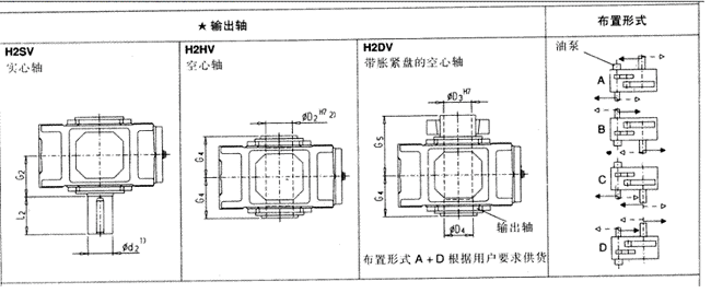 平行軸齒輪箱兩級傳動立式安裝(類型H2.V)