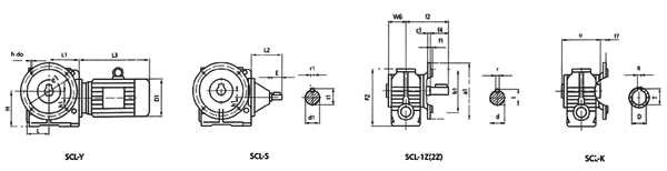 SC系列斜齒蝸輪減速器外形尺寸
