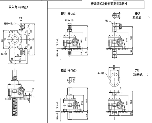 WSH系列蝸桿升降機(jī)螺桿端型式