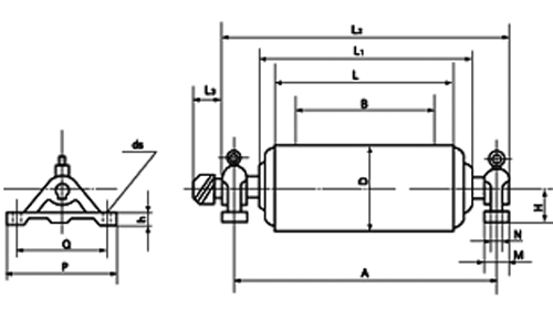 YZ型油冷、油浸式擺線針輪電動滾筒的外形安裝尺寸
